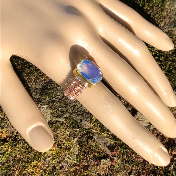 SOLD Fire opalite ring - Picture 7 of 8